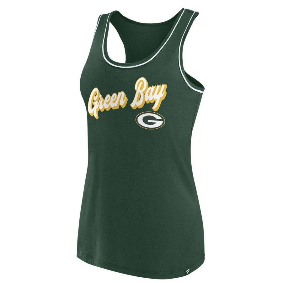 Womens * | Packers Womens Logo Wordmark Tank Top Green & Gold