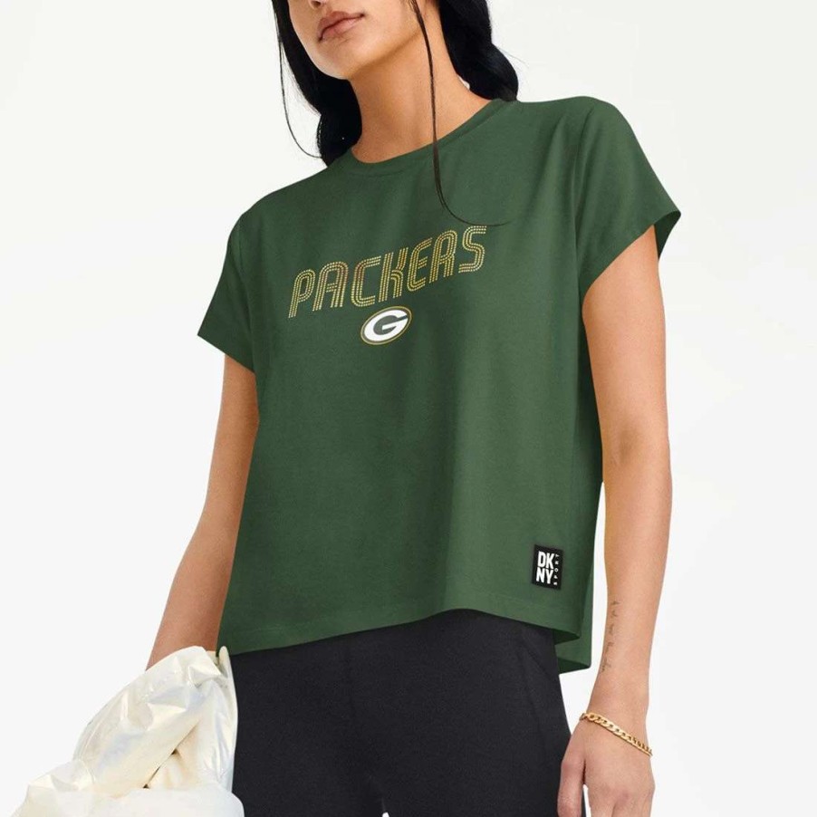 Womens * | Packers Womens Dkny Julia Cropped T-Shirt Dark Green