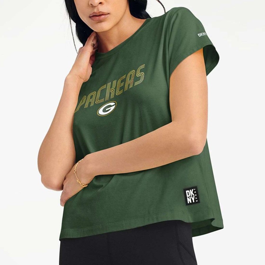 Womens * | Packers Womens Dkny Julia Cropped T-Shirt Dark Green