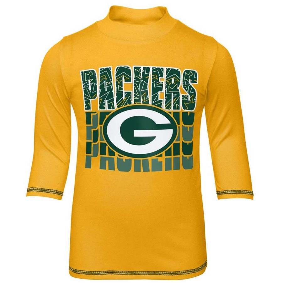 Kids * | Packers Toddler Rash Guard Swim Top Gold