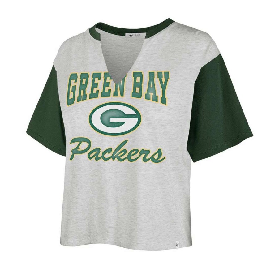 Womens * | Packers Womens '47 Sandy Daze Cropped T-Shirt Gray & Green