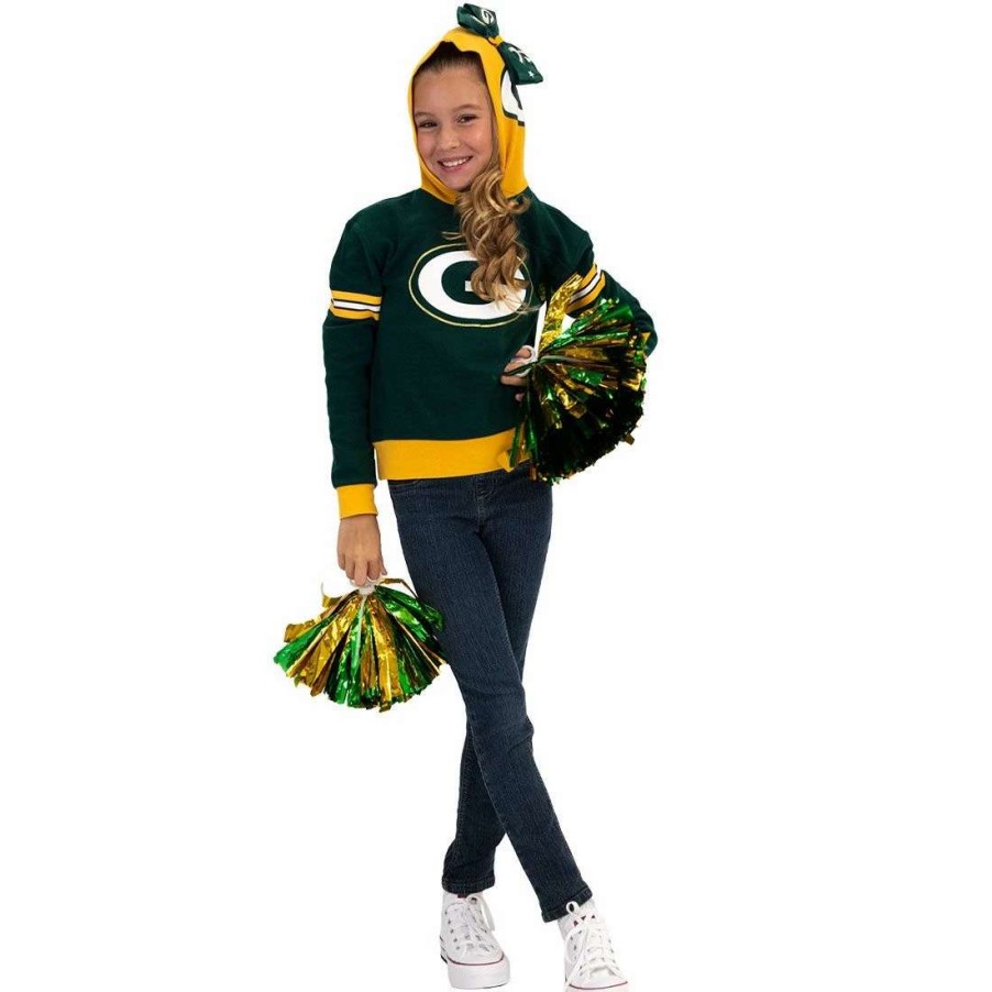 Kids * | Packers Girls Po Hoodie & Bows Set Green & Gold