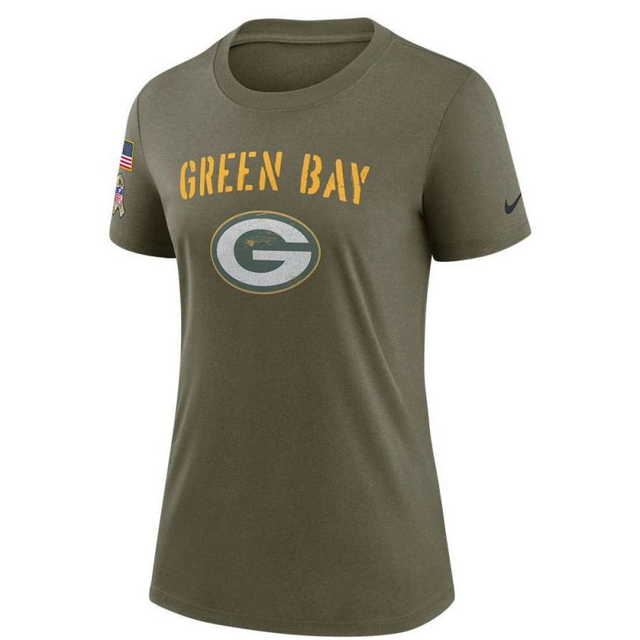 Womens * | Packers Nike 2022 Salute To Service Womens T-Shirt Olive