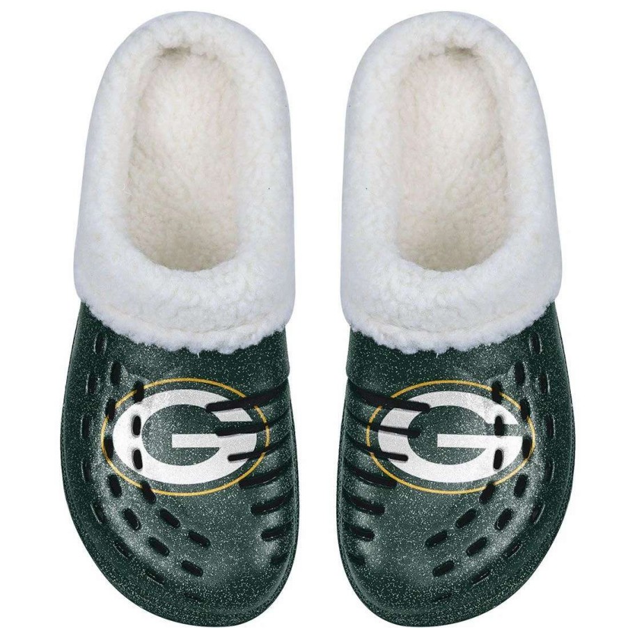 Womens * | Packers Women'S Sherpa Lined Glitter Clog Green