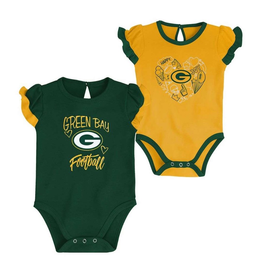 Kids * | Packers Newborn Too Much Love Bodysuit Set Green & Gold