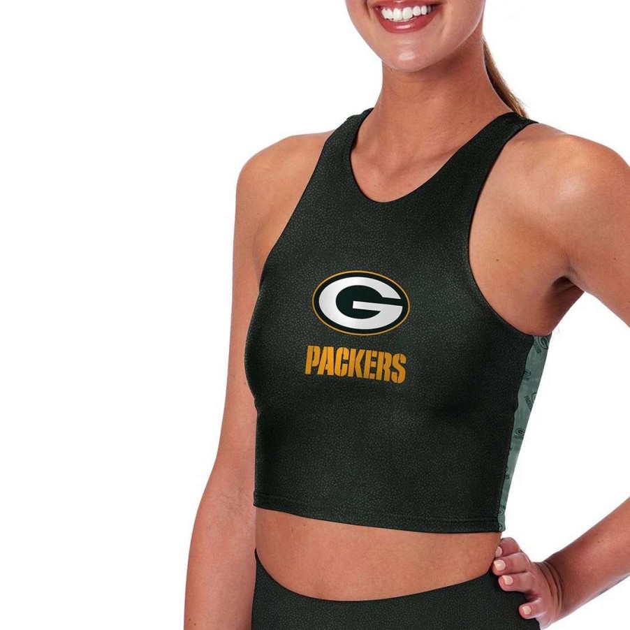 Womens * | Packers Women'S Athleisure Midi Tank Sports Bra Gray & Green