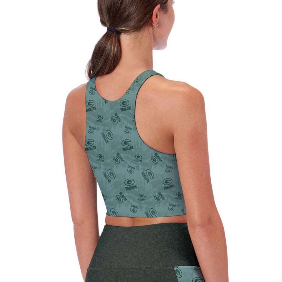 Womens * | Packers Women'S Athleisure Midi Tank Sports Bra Gray & Green