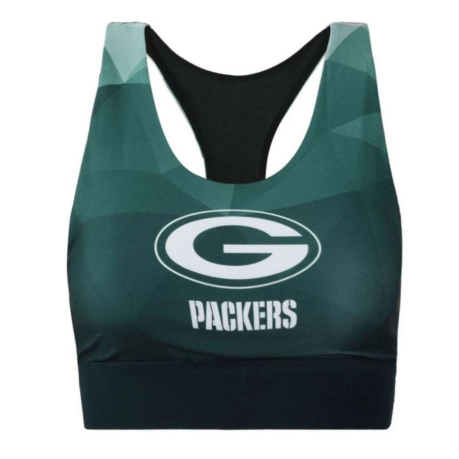 Womens * | Packers Women'S Geometric Gradient Sport Bra Green & Gold