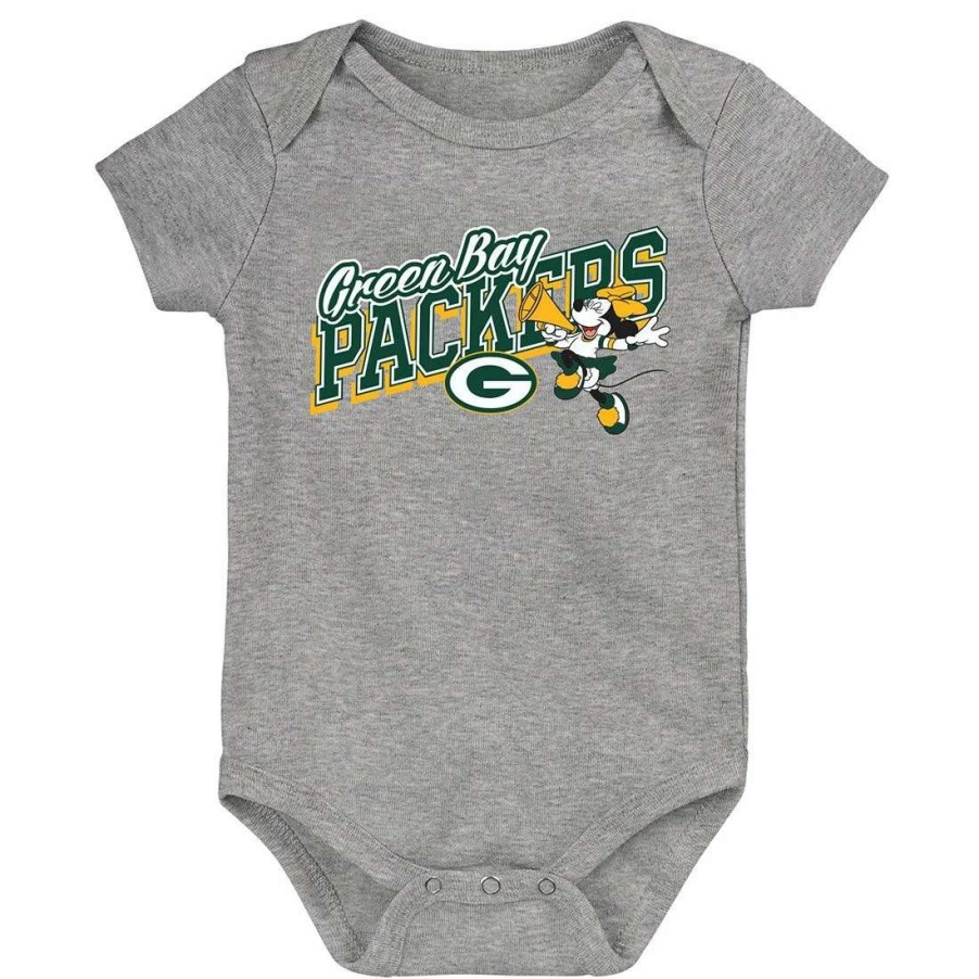 Kids * | Packers Newborn Team Love Minnie Mouse Bodysuit Heather Gray