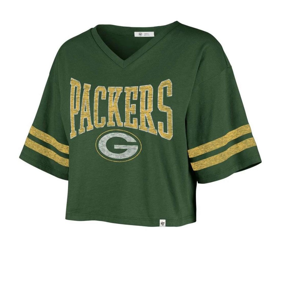 Womens * | Packers Womens '47 Fanfare Sporty Cropped T-Shirt Green & Gold