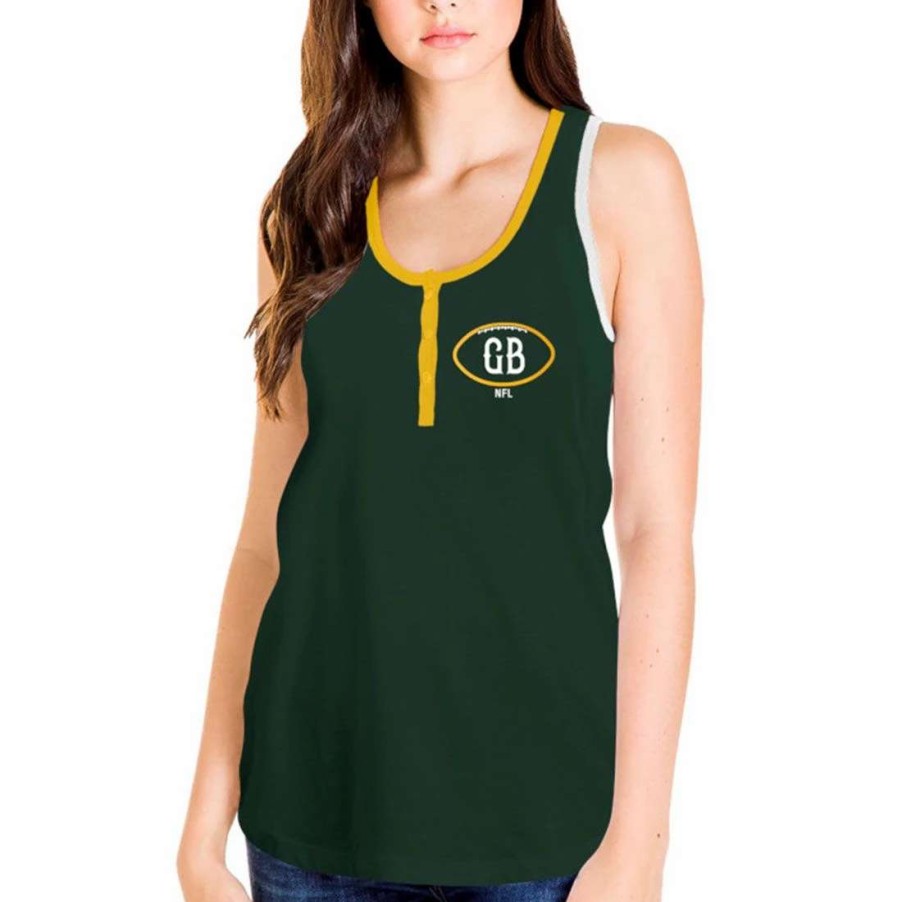 Womens * | Packers Womens New Era Gb Football Tank Top Green