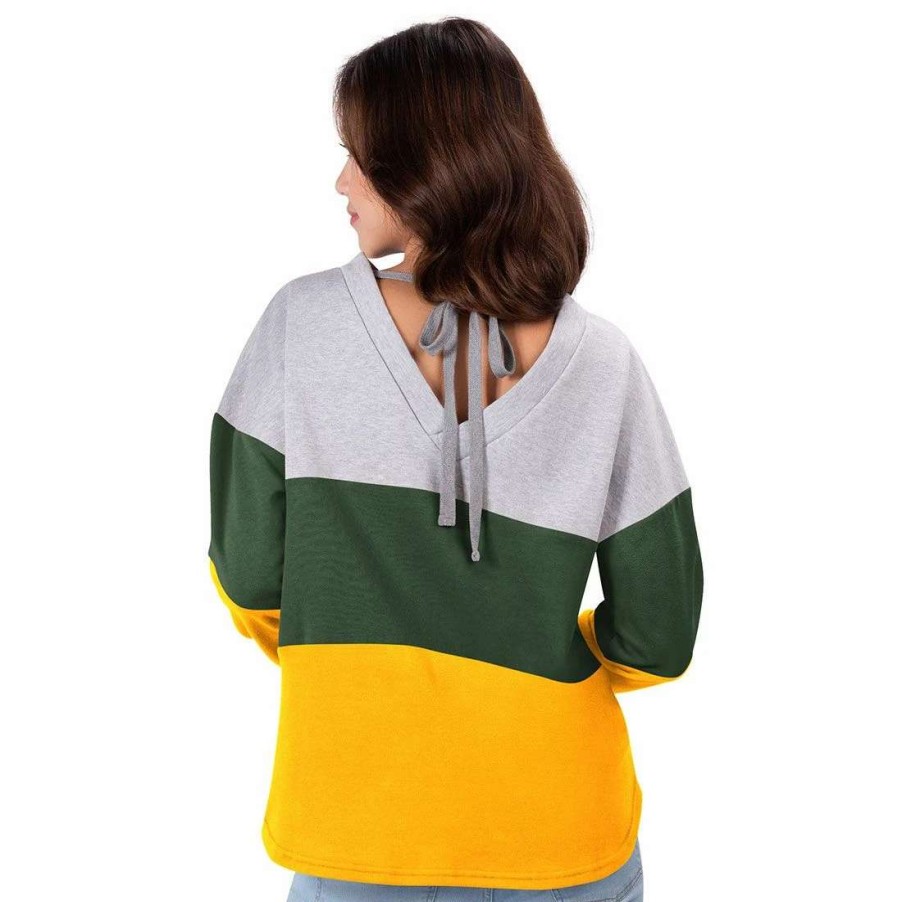 Womens * | Packers Womens Outfield Fleece Crew Gray & Green