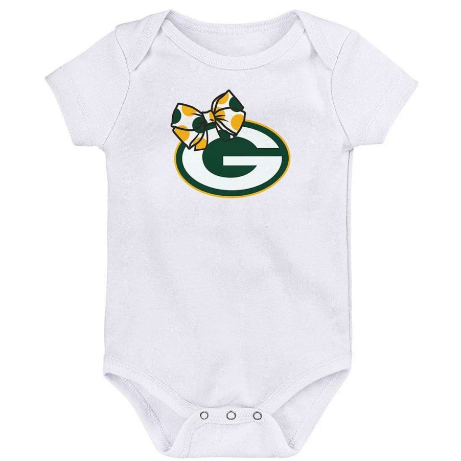 Kids * | Packers Newborn Girls Custom Bow Bodysuit White