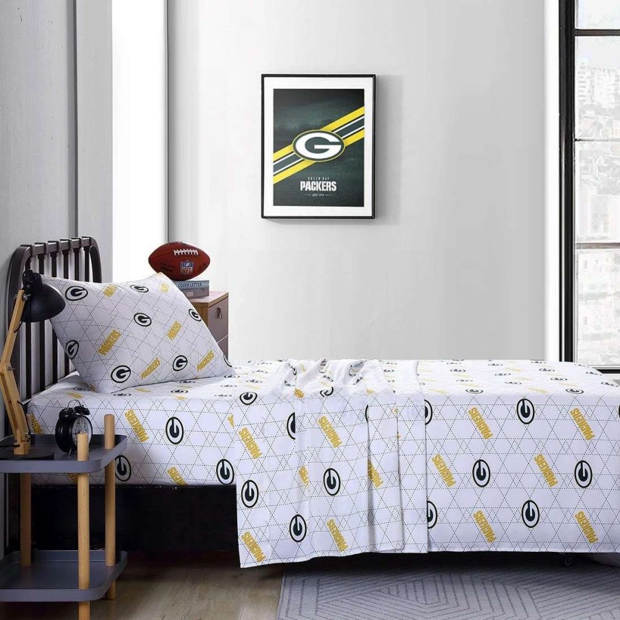 Kids * | Packers Commander Sheet Set White