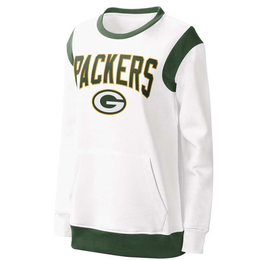 Womens * | Packers Womens Jump Shot Crew White & Green