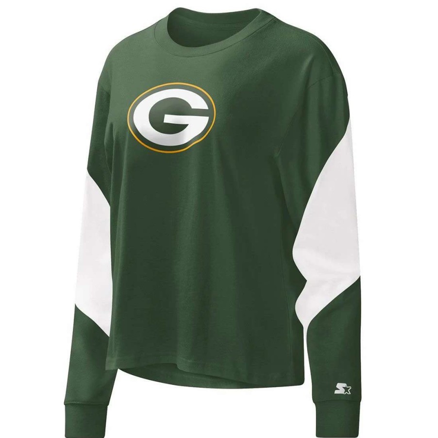 Womens * | Packers Womens Starter Insight Cropped T-Shirt Green