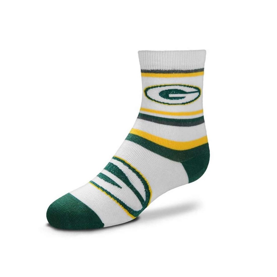 Kids * | Packers Kids Squad Stripe Crew Sock Green & White