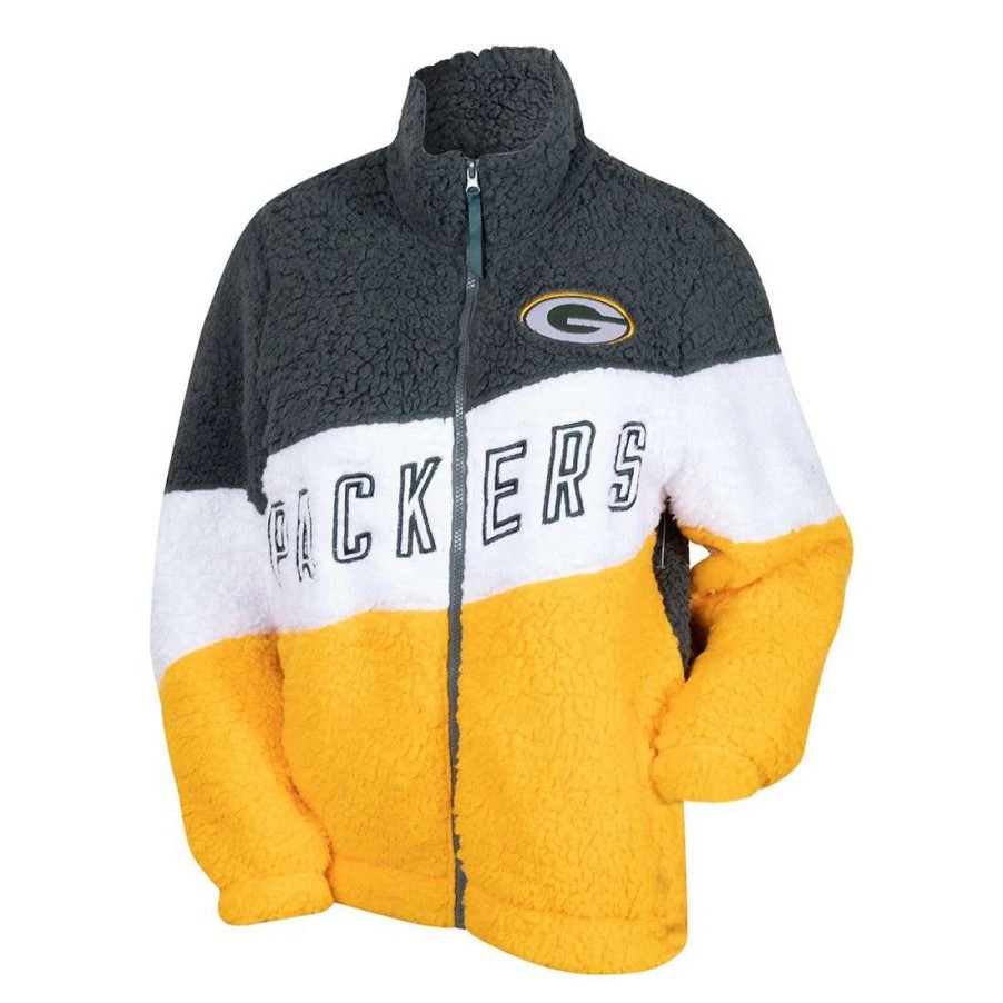 Womens * | Packers Womens High Voltage Sherpa Jacket Green & Gold