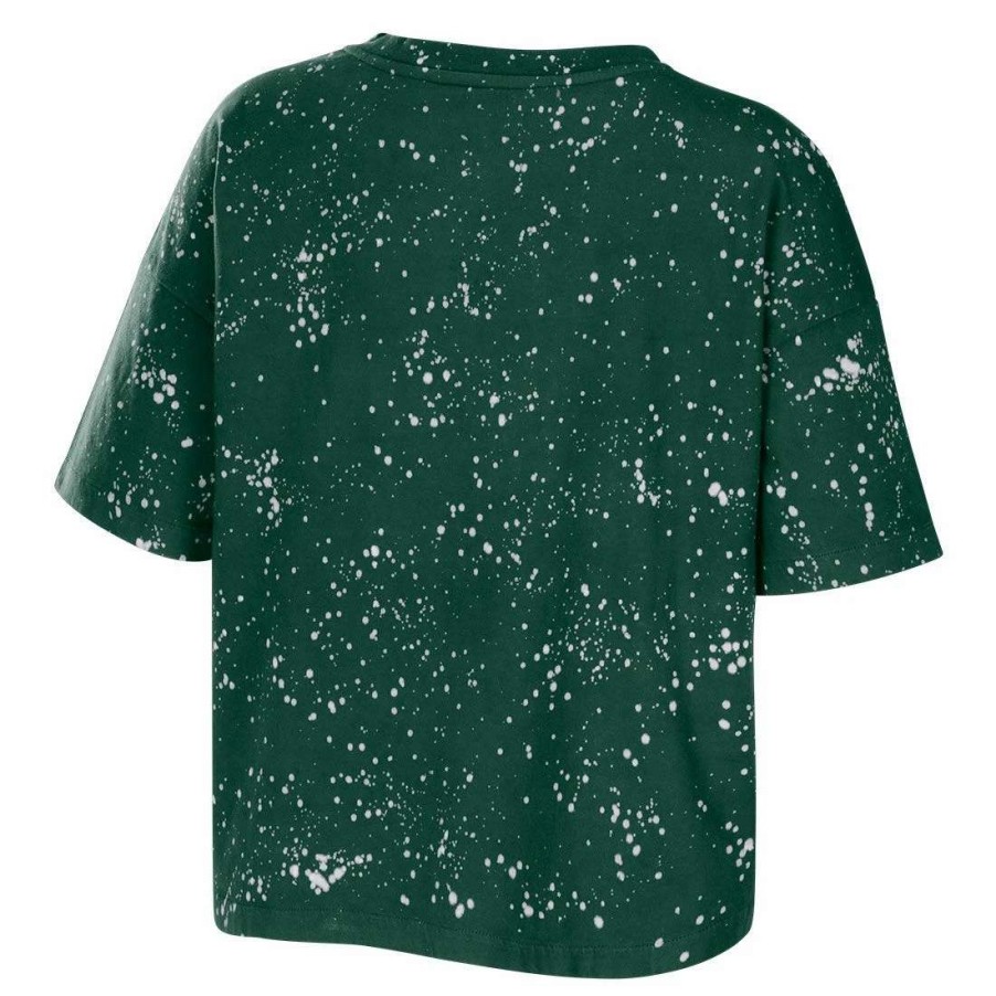 Womens * | Packers Womens Erin Andrews Splatter Crop T-Shirt Green