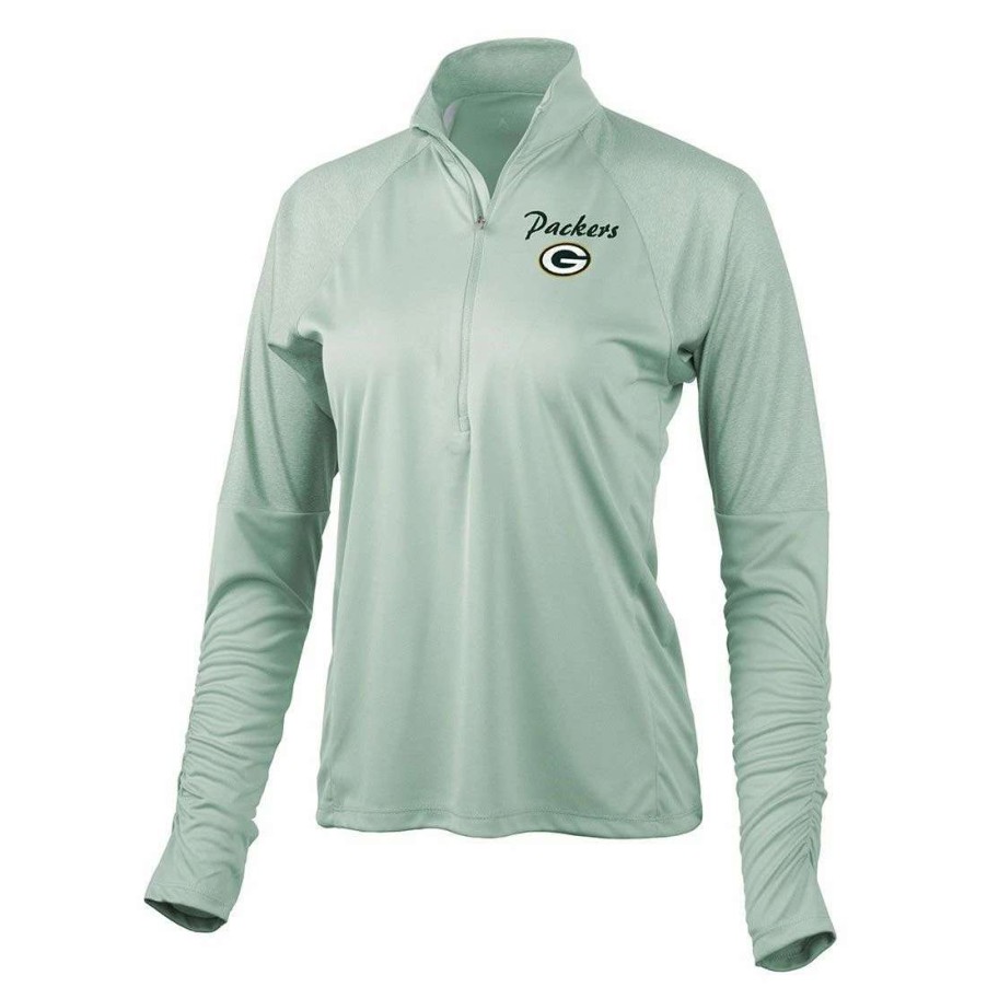 Womens * | Packers Womens Antigua Resource 1/2 Zip Pullover Sage