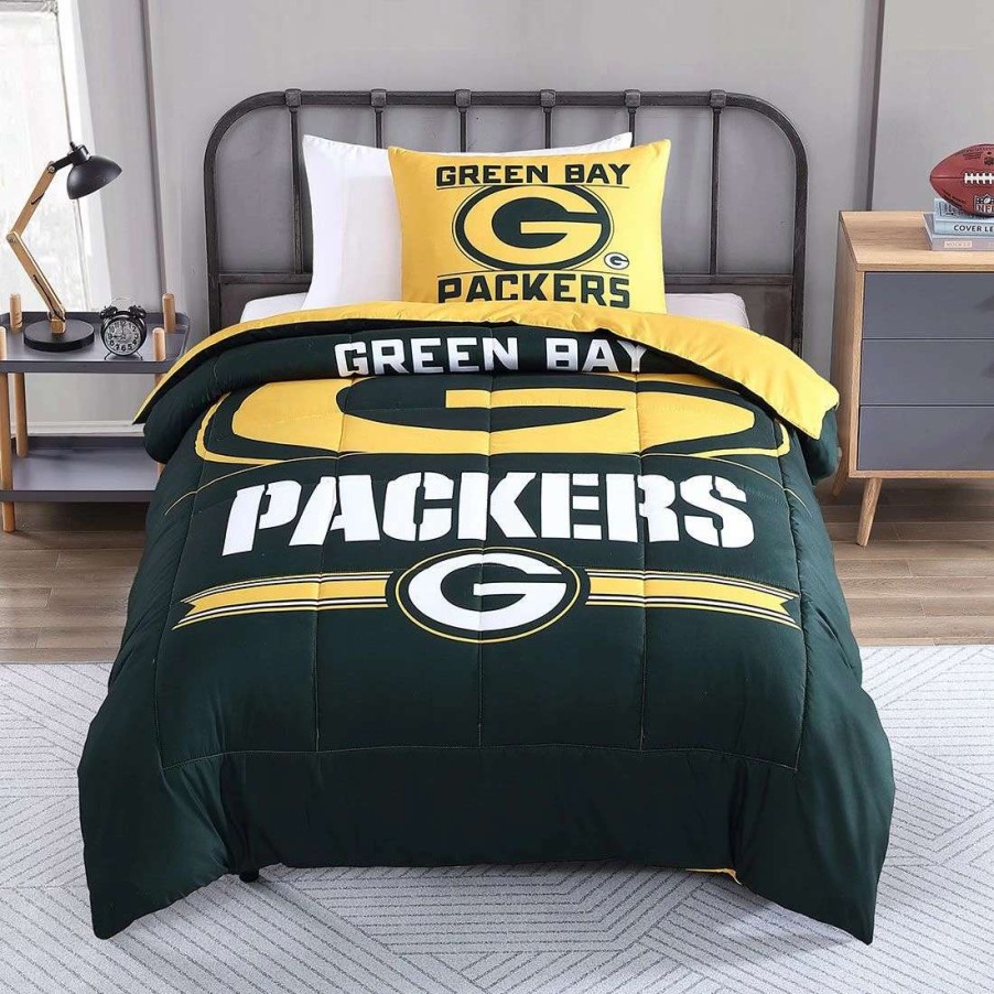 Kids * | Packers Command Comforter Set Green & Gold