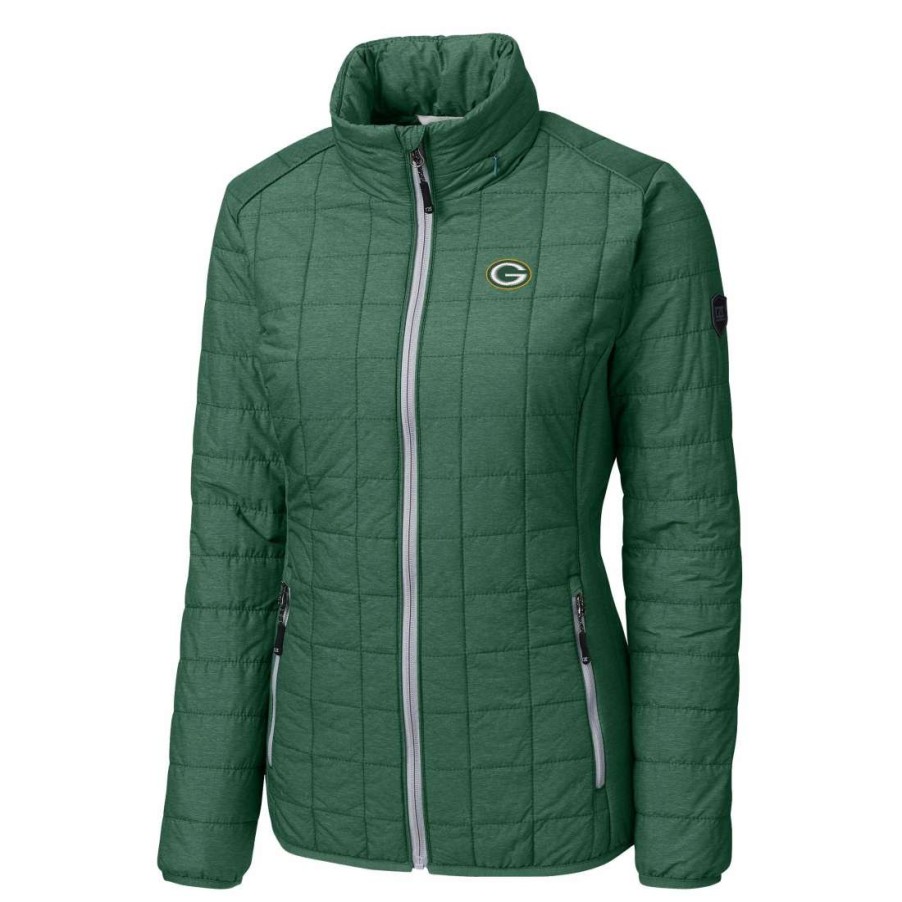 Womens * | Packers Womens Cutter & Buck Full Zip Jacket Heather Green