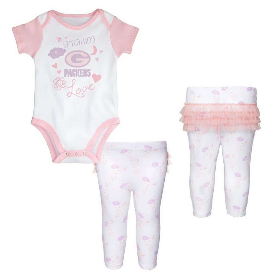 Kids * | Packers Newborn Spreading Love 2-Piece Tutu Set White & Pink