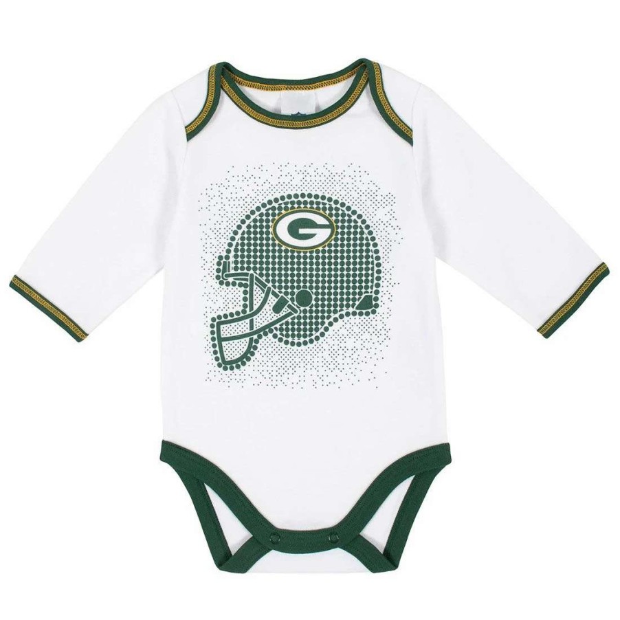 Kids * | Packers Infant Gerber Helmet 3-Piece Bodysuit Set White & Green