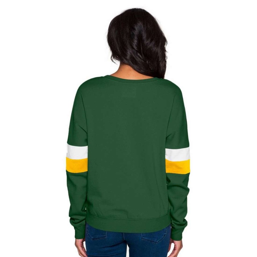 Womens * | Packers Womens New Era Throwback Fleece Crew Green