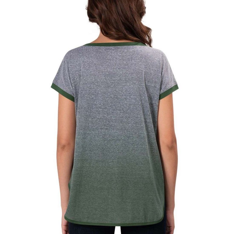 Womens * | Packers Womens Touchdown Ombre T-Shirt Gray & Green