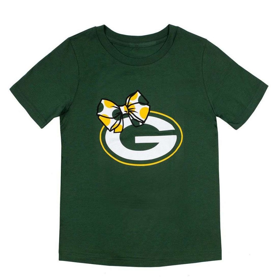 Kids * | Packers Pre-School Girls Bow T-Shirt Green