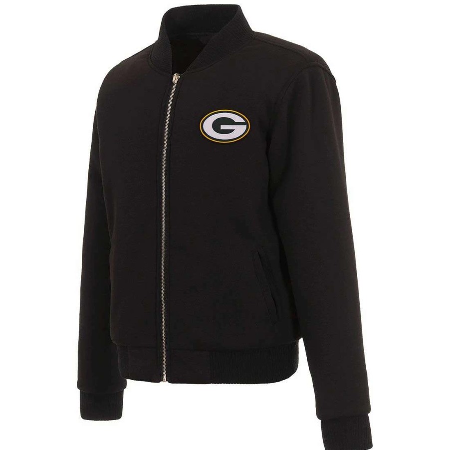 Womens * | Packers Womens Reversible Fleece Full Zip Jacket Black