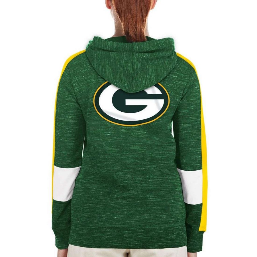 Womens * | Packers Womens New Era Sleeve Block Hoodie Green & Gold