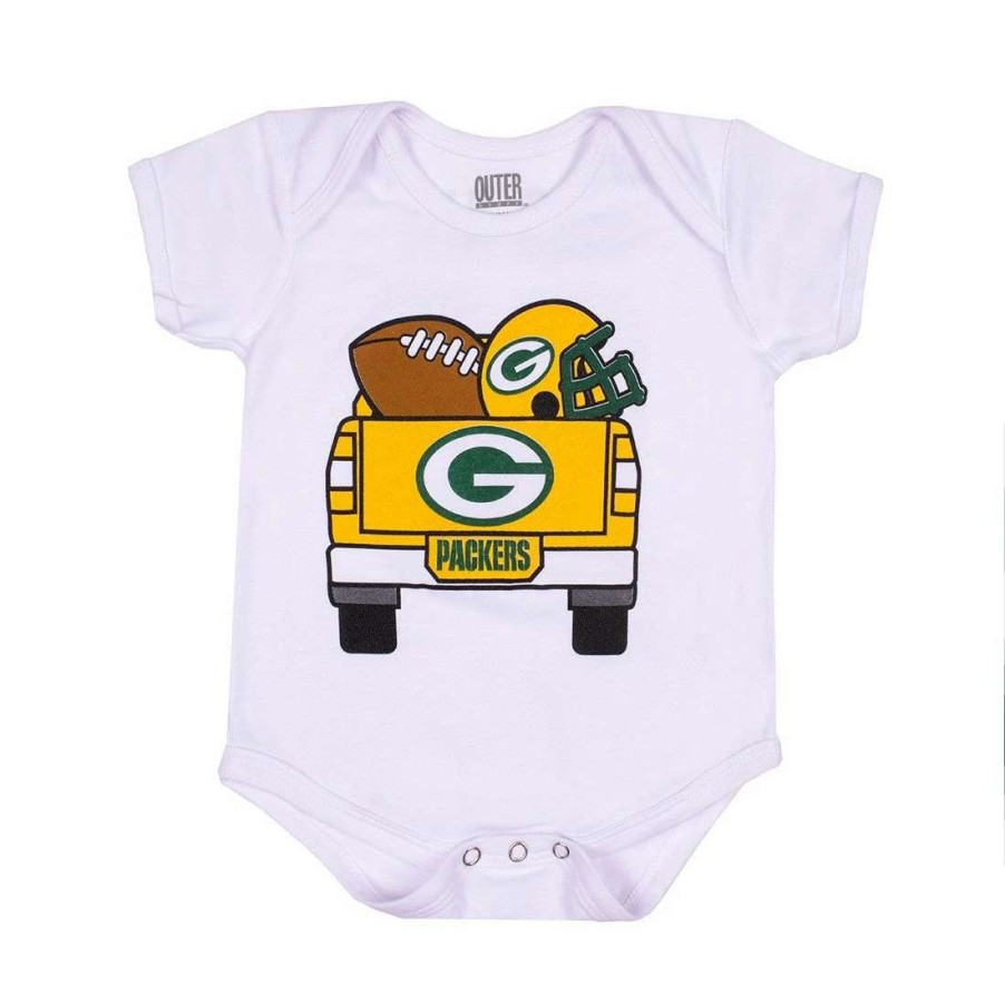 Kids * | Packers Newborn Custom Tailgate Truck Bodysuit White