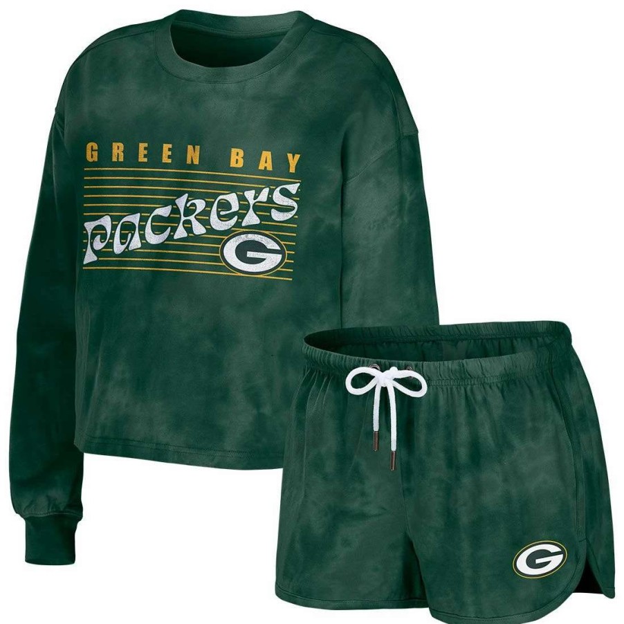 Womens * | Packers Womens Erin Andrews Tie-Dye Lounge Set Green