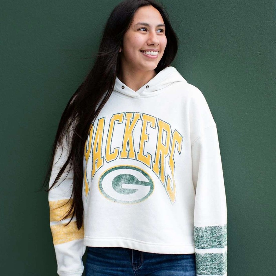 Womens * | Packers '47 Womens Harper Cropped Po Hoodie Ivory