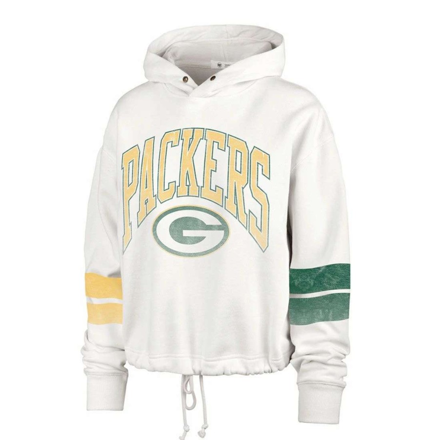 Womens * | Packers '47 Womens Harper Cropped Po Hoodie Ivory