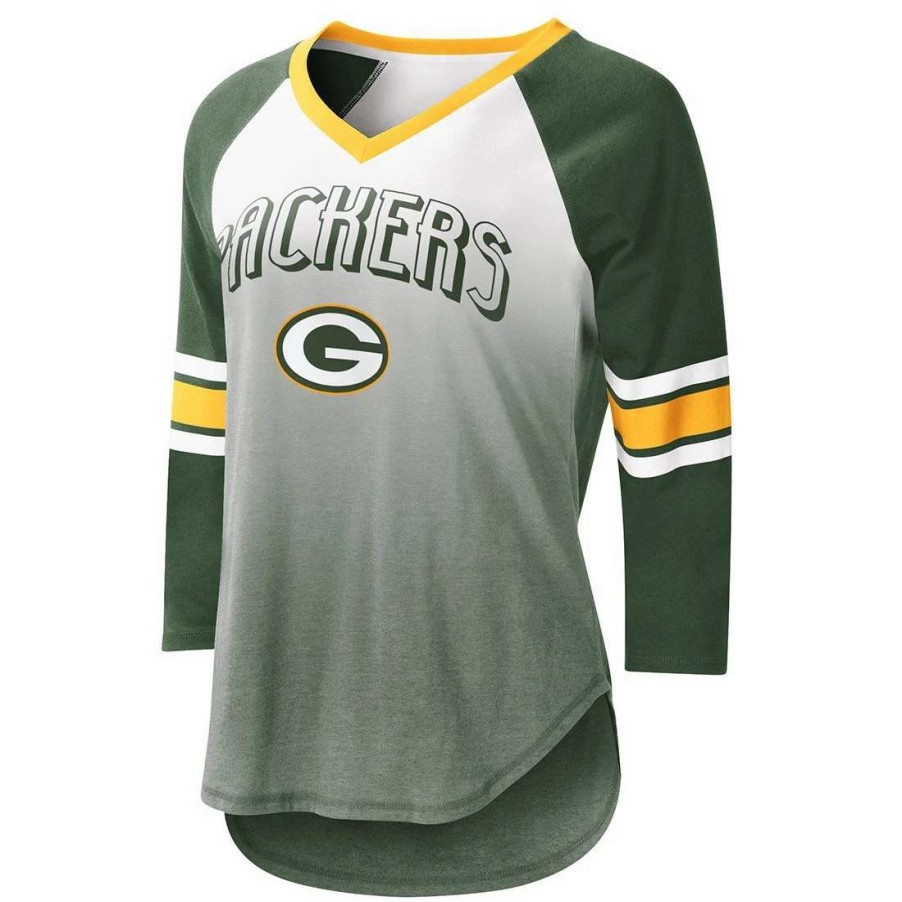 Womens * | Packers Womens Lead Off 3/4 Raglan T-Shirt Green