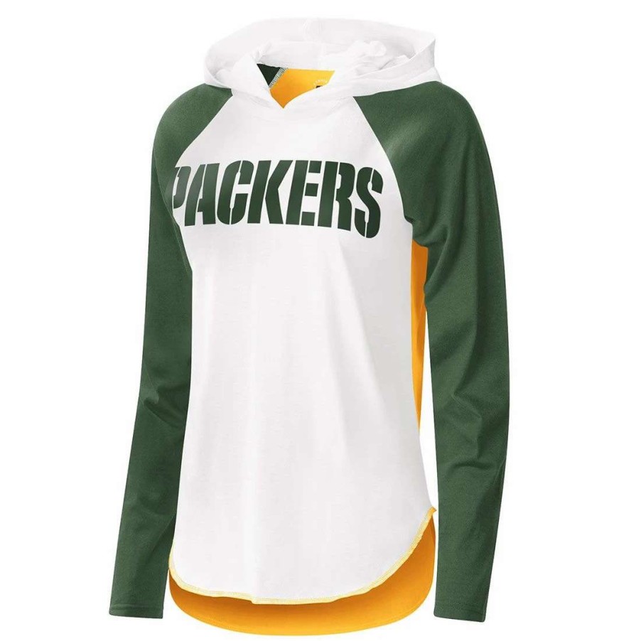 Womens * | Packers Womens Triple A Hooded T-Shirt White & Green