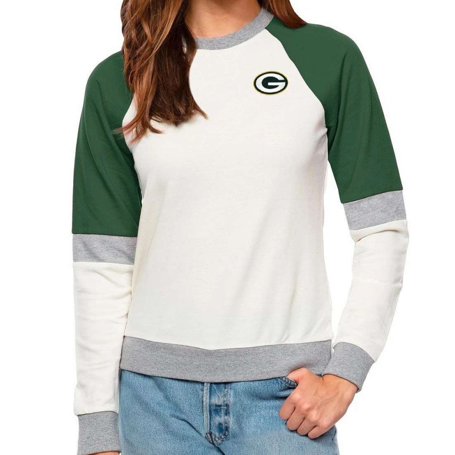 Womens * | Packers Womens Antigua Avenue Crew White & Green