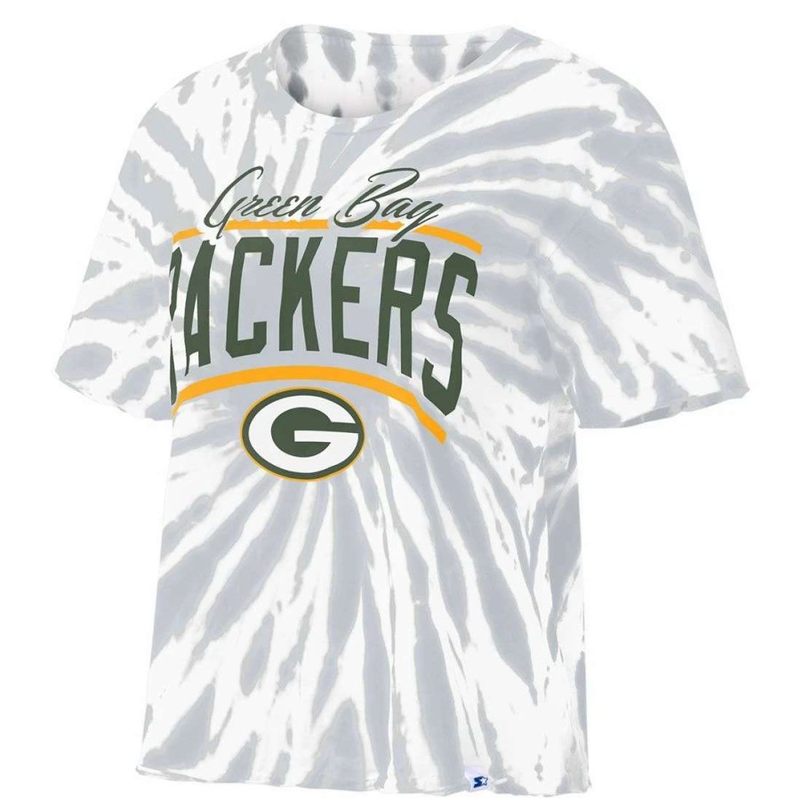 Womens * | Packers Womens Starter Zone Blitz Cropped T-Shirt Gray