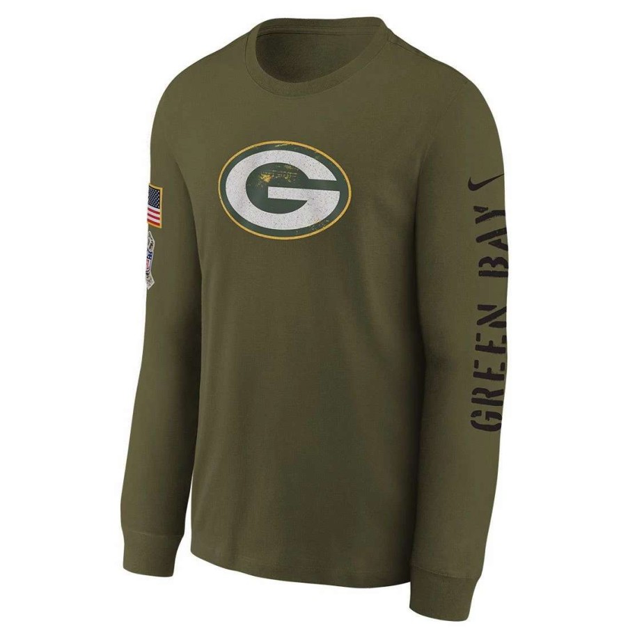 Kids * | Packers Nike Salute To Service Youth Logo T-Shirt Olive