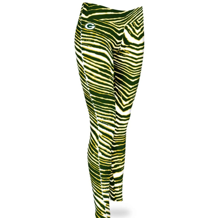 Womens * | Packers Womens Zubaz Legging Green & Gold