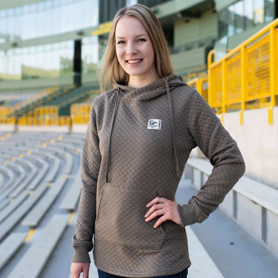 Womens * | Lambeau Field Women'S Tahoe Quilted Hoodie Olive