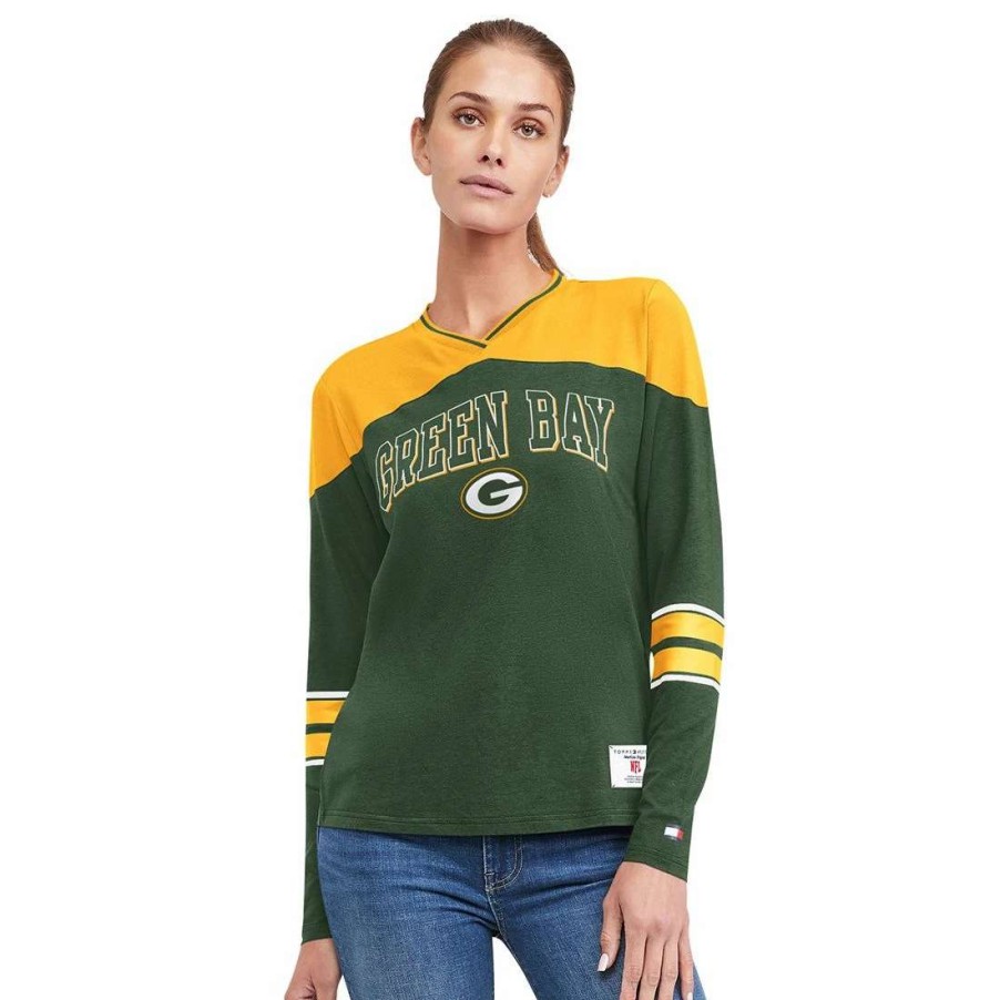 Womens * | Packers Womens Tommy Hilfiger Abigail T-Shirt Green & Gold