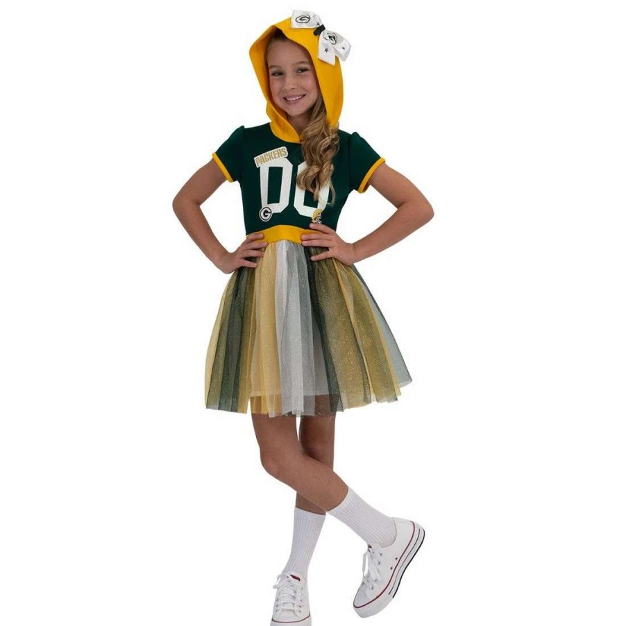 Kids * | Packers Super Fan Hooded Tutu Dress Set Green & Gold