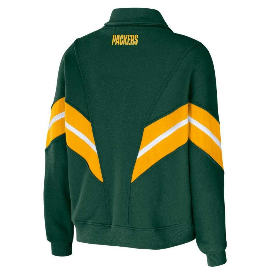 Womens * | Packers Womens Erin Andrews Full Zip Sweatshirt Green & Gold