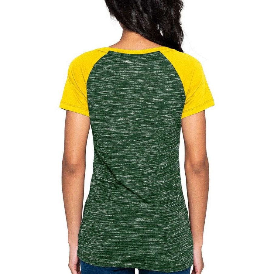 Womens * | Packers Womens New Era Double Block T-Shirt Green & Gold