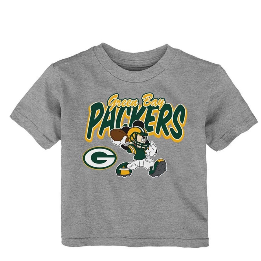 Kids * | Packers Infant Lil Playmaker Mickey Mouse T-Shirt Heather Gray