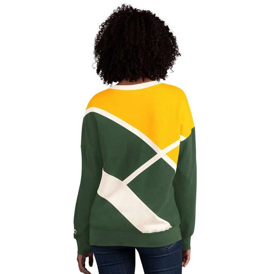 Womens * | Packers Womens Starter Insight Fleece Crew Green & Gold